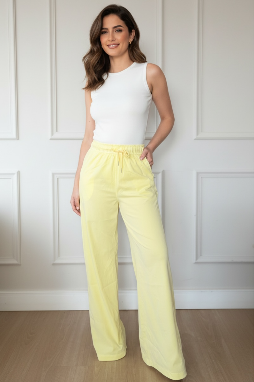 Calça pantalona de Sarja