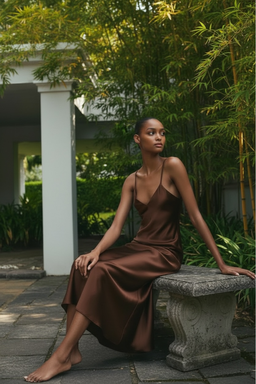Vestido Cetim Longo Alça
