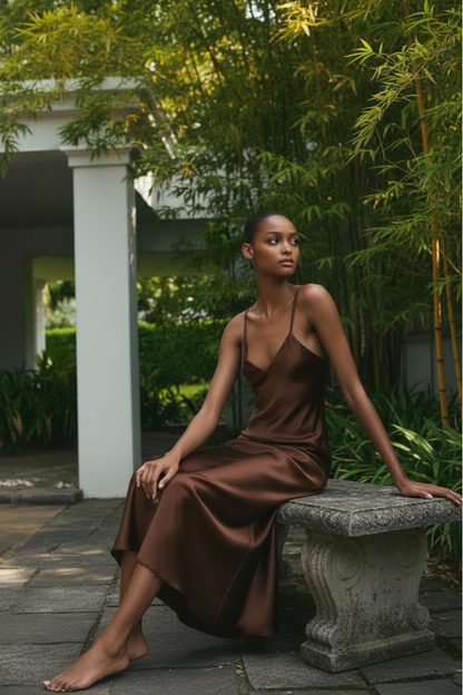 Vestido Cetim Longo Alça