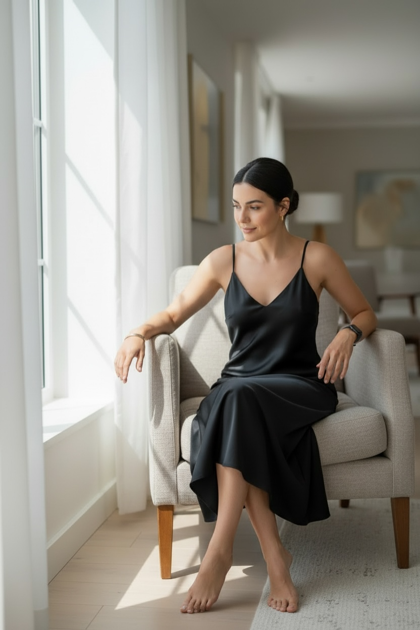 Vestido Cetim Longo Alça
