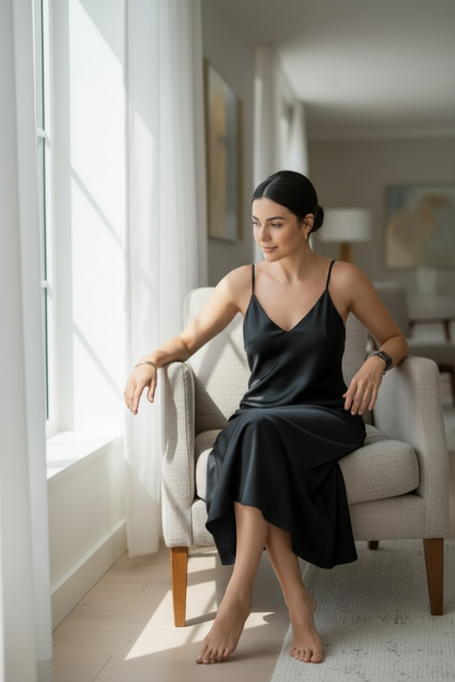 Vestido Cetim Longo Alça