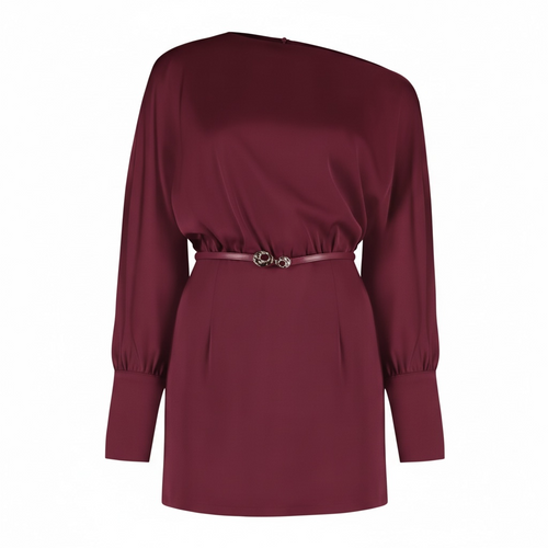 Vestido Cetim Manga Longa