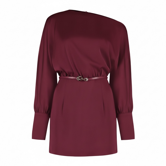 Vestido Cetim Manga Longa