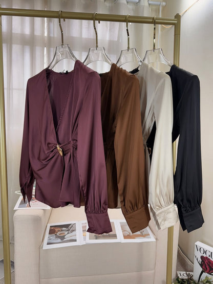 Blusa Cetim Manga Longa