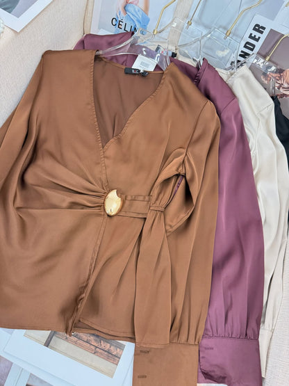 Blusa Cetim Manga Longa