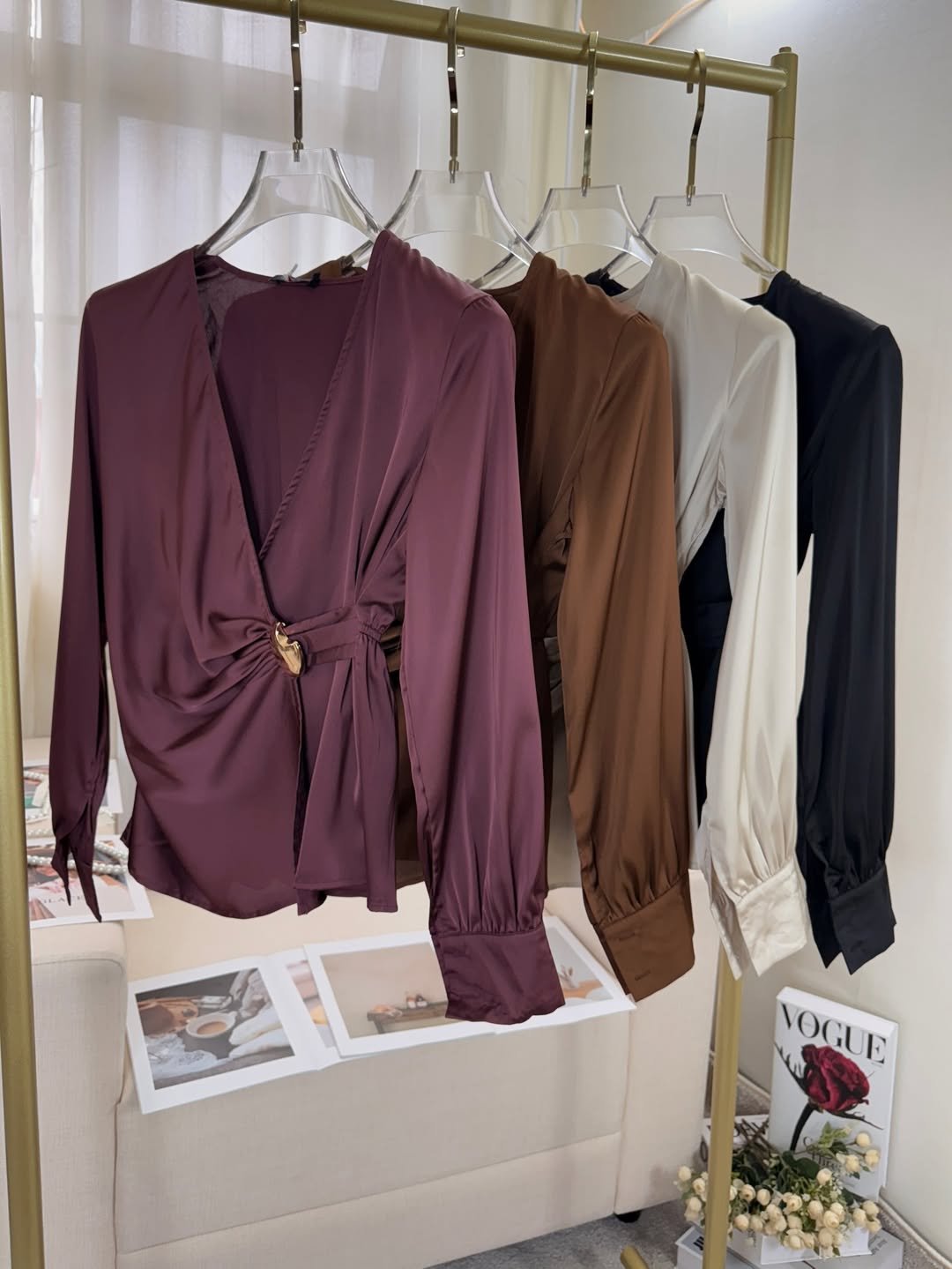 Blusa Cetim Manga Longa