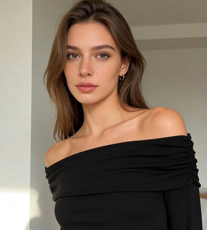 Blusa Ombro a Ombro Manga Longa