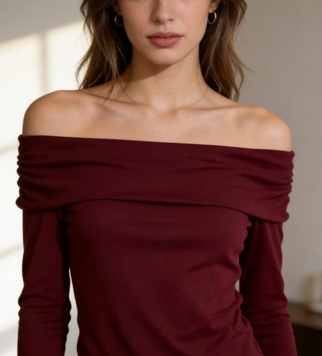 Blusa Ombro a Ombro Manga Longa