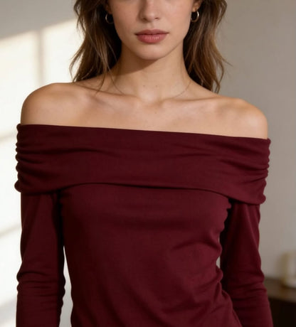 Blusa Ombro a Ombro Manga Longa