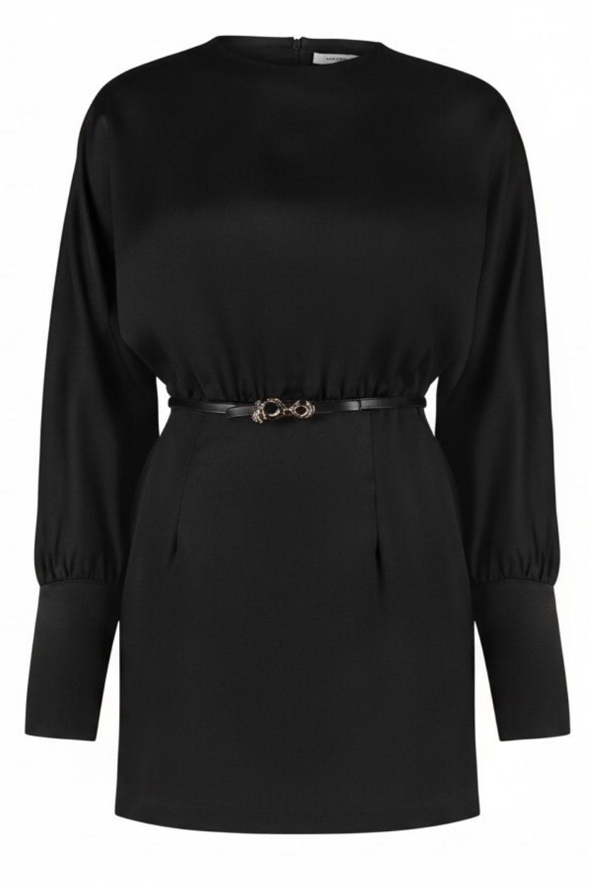 Vestido Cetim Manga Longa