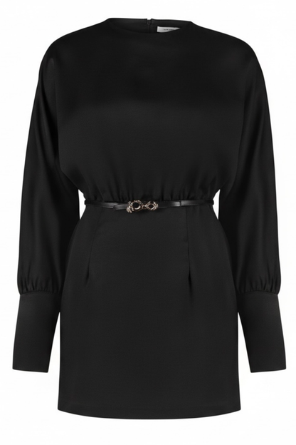 Vestido Cetim Manga Longa