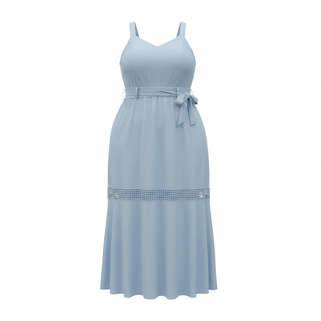 Vestido Midi com Faixa Verde Sage