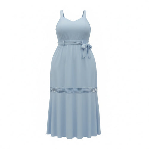 Vestido Midi com Faixa Verde Sage