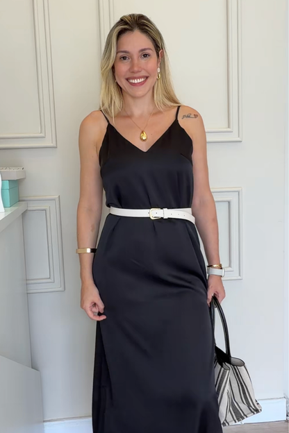 Vestido Cetim Longo Alça