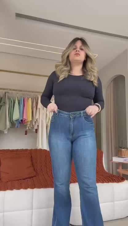Blusa Gola Careca Manga Longa em Poliamida